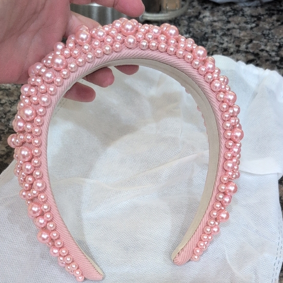 Chic Pink Pearl Embellished Headband - Picture 3 of 4